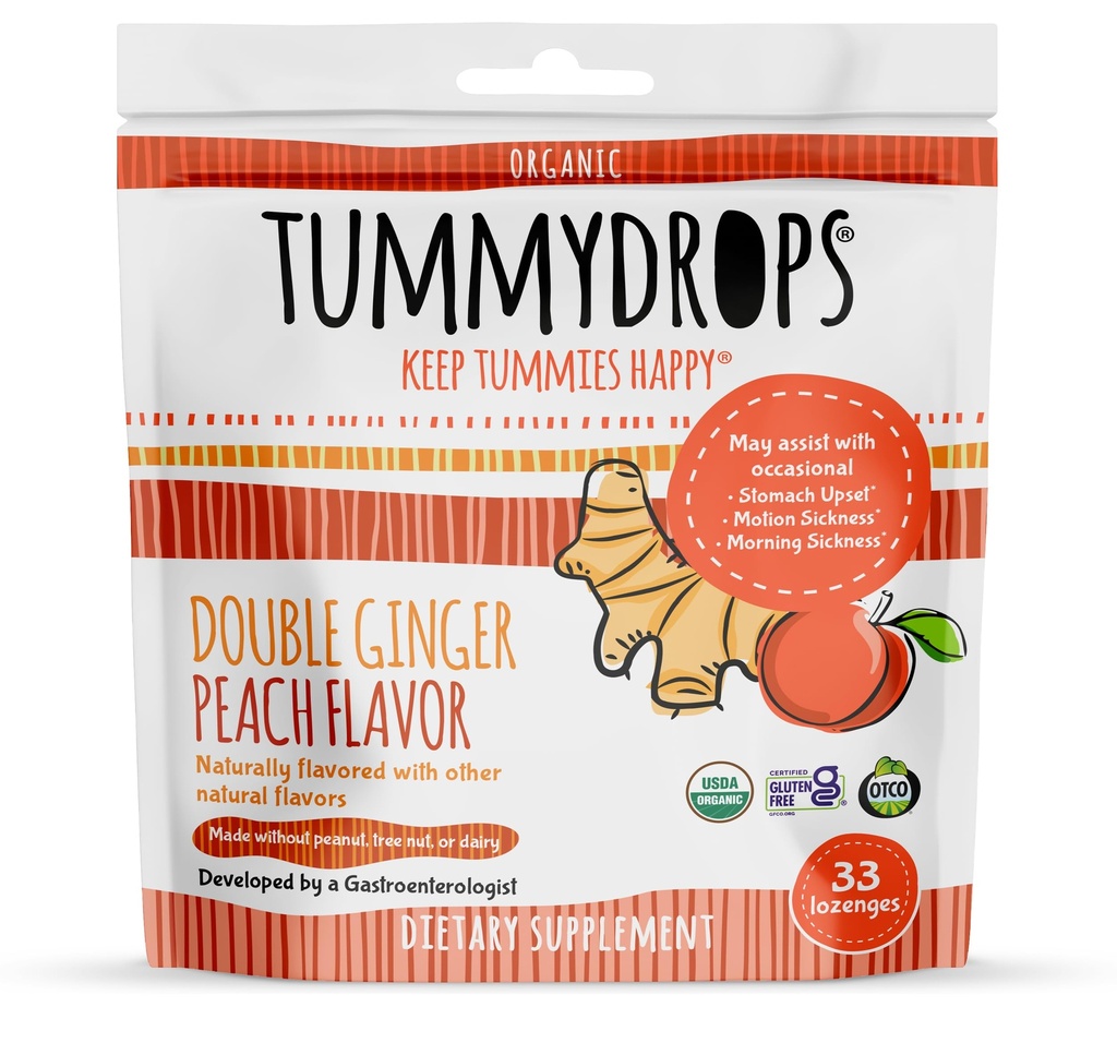 Tummydrops USDA Organic Double Ginger Peach, 33 lozengů