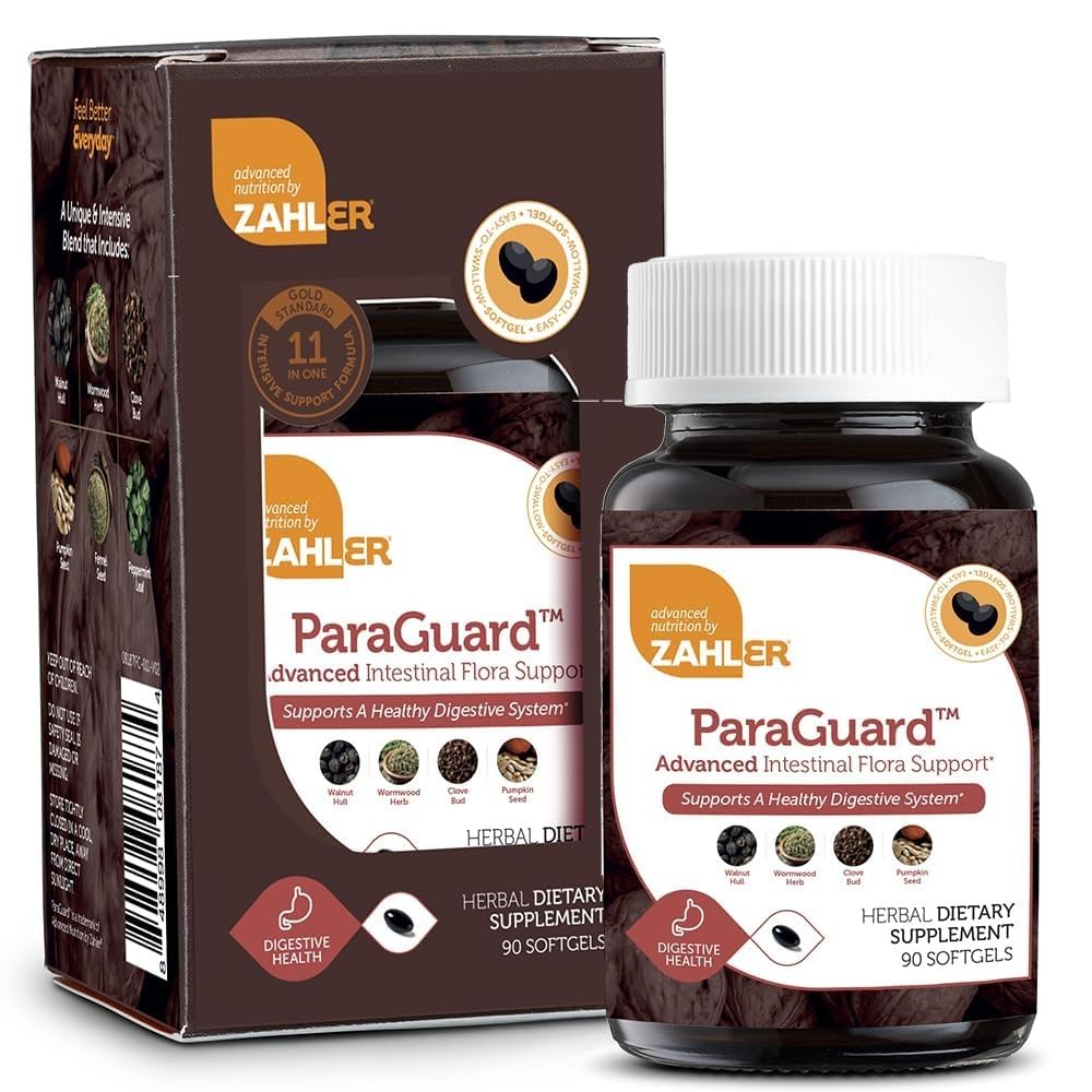 Zahler - ParaGuard Cleanse Softgels - Gut Health Detox Supplement - Formule má Wormwood, Česnek Bulb, Dýňová semena, hřebíček & Více - Přírodní čištění Detox pro lidi - Certified Kosher (90)