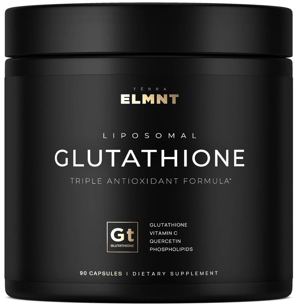 ELMNT 2150mg Super Liposomální Glutathione dodatek w. Vitamin C, Quercetin & Pure L Glutathione 2000mg Triple Action Formule Glutathione Liposomální dodatek w. Fosfolipidová vrstva - 90 pilulek, Non- GMO