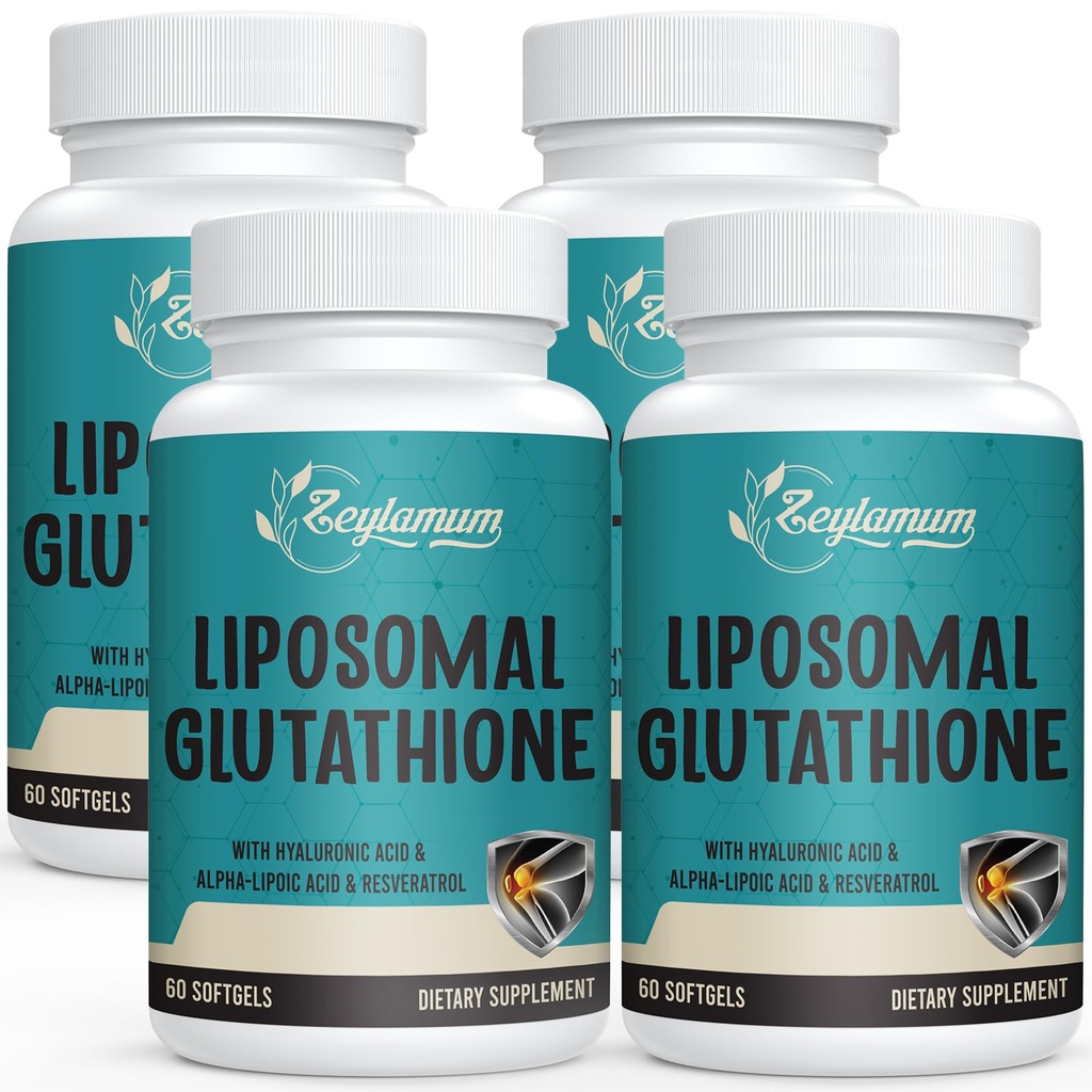 2400 MG Liposomal Glutathione Softgels, Max Absorpce, Aktivní forma L- Glutathione Reduced (GSH), s Hyaluronic acid, Resveratrol, Master Antioxidants for Detox, Brain, imunitní systém, 240 Softgels