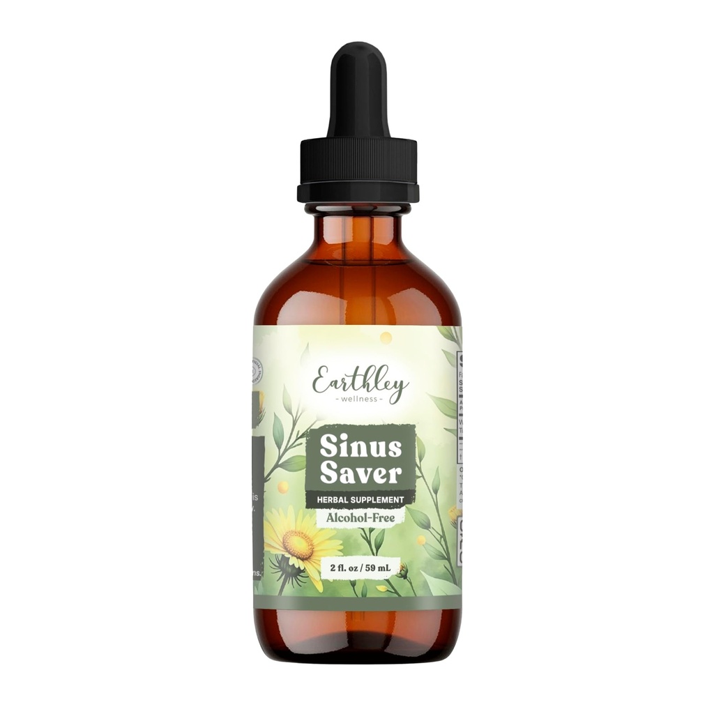 Earthley Wellness Sinus Saver, Natural Remedy, Free of Alergens, Parabens, and Preservatives, Helps Boost Vitamin C (2 oz, Alkohol zdarma)