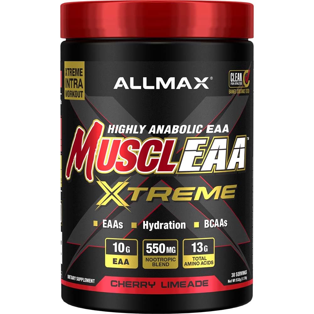 ALLMAX MUSCLEAA Xtreme, Cherry Limeade - 532 g Prášek - Poskytuje EAA, BCAA & Hydration - Až 30 Služeb