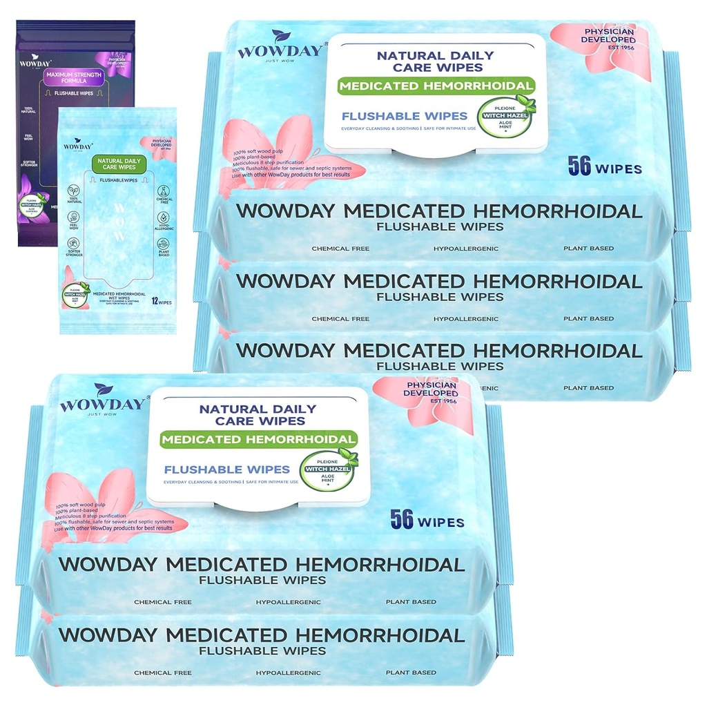 Flusable Hemeroid Wipes S124; Medikované čarodějnice Hazel Wipes Ph Balanced S124; 304 Hrabě vůně zdarma Dospělí Hemeroid Léčba Hazels Wipe pro zadek Itch Relief Soothing