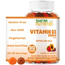 SHIFAA NUTRITION Vegetarian Vitamin D3 Gummies pro dospělé a děti 124; 45- 90 Servings, 2,000IU / 1,000IU RYB124; Non- GMO, gluten- Free, želatin- Free Vitamíny 124; Podporuje kosti, svalů a imunitního systému Halogenity