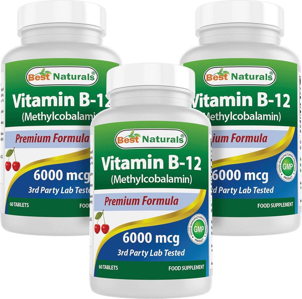 Nejlepší Naturals Vitamin B-12 jako methylkobalamin (methyl B12), 6000 mcg 60 Sublingválních tablet (60 Počet (balení po 3))