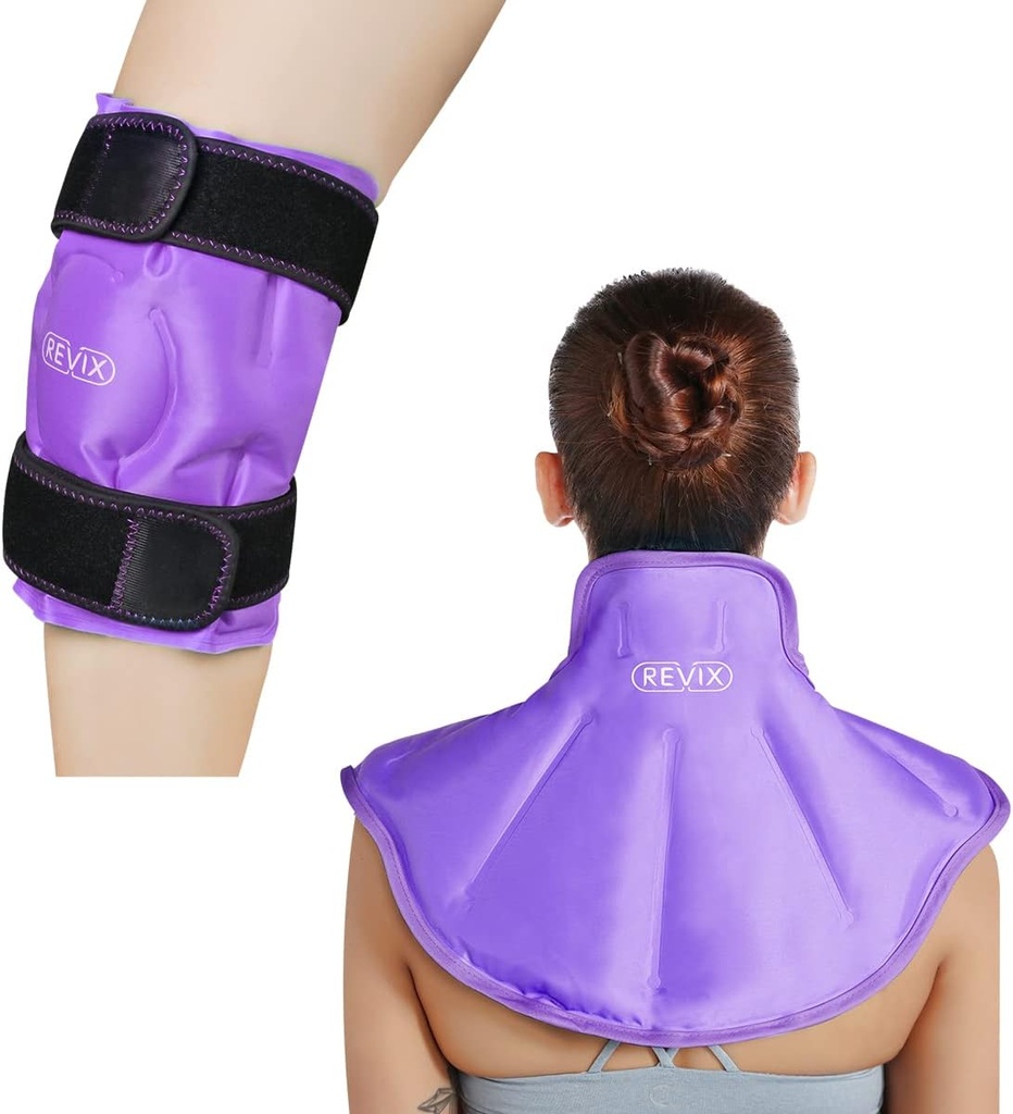 REVIX Knee Ice Pack pro zranění opakovaně použitelné a velký krk rameno Ice Pack Wrap pro Upper Back Pain Relief