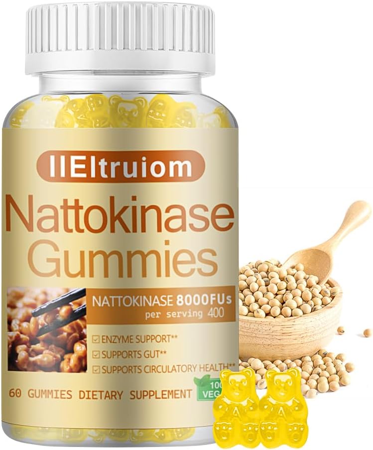 Nattokinase Dodatek 8.000 FU DOPLŇKOVÉ 400mg PER Serving, Hawthorn & Beet Root Extract, Nattokinase Gummies Traditional Natto Extract Source, 60 Counts
