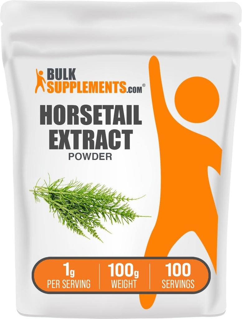 BulkSupplements.com Koňský ocas Extract Powder - Koňský ocas Herb - Silica doplňky, Gluten Free, 1g per Serving, 100g (3.5 oz) (balení po 1)