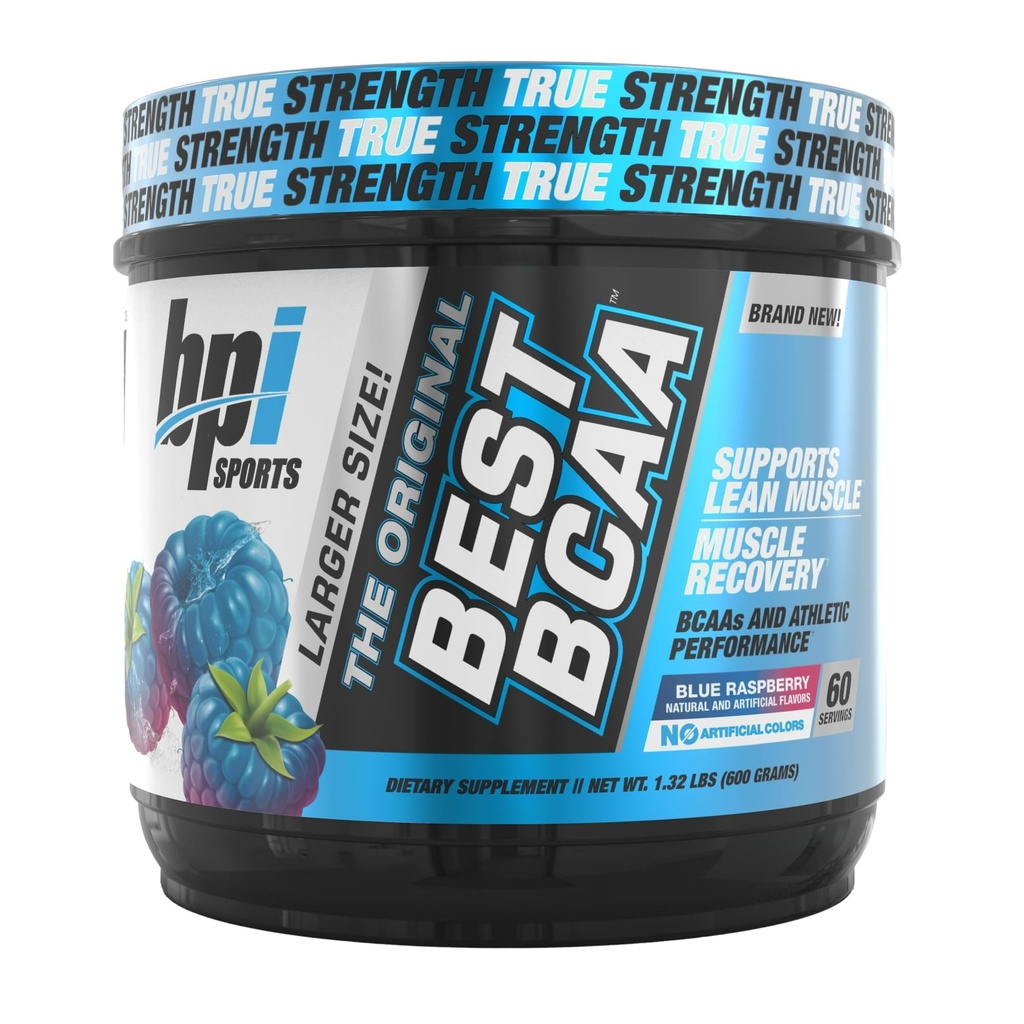 BPI Sports Best BCAA - BCAA Powder - Branched Chain Amino Acids - Muscle Recovery - Muscle Protein Synthesis - Zlepšený výkon - Hydratace - Blue Raspberry - 60 Služeb - 21.12 Oz