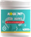 Dog Uar Cleaner Wipes - 120 Grooming Wipes W / Aloe Vera & Eucalyptus - Gentle 99% Wax Pet Uar Wipes for Odor & Wax Removal - Otic Dogs & Cats Ups Cleanser Itch- Free Pet Grooming Supplies