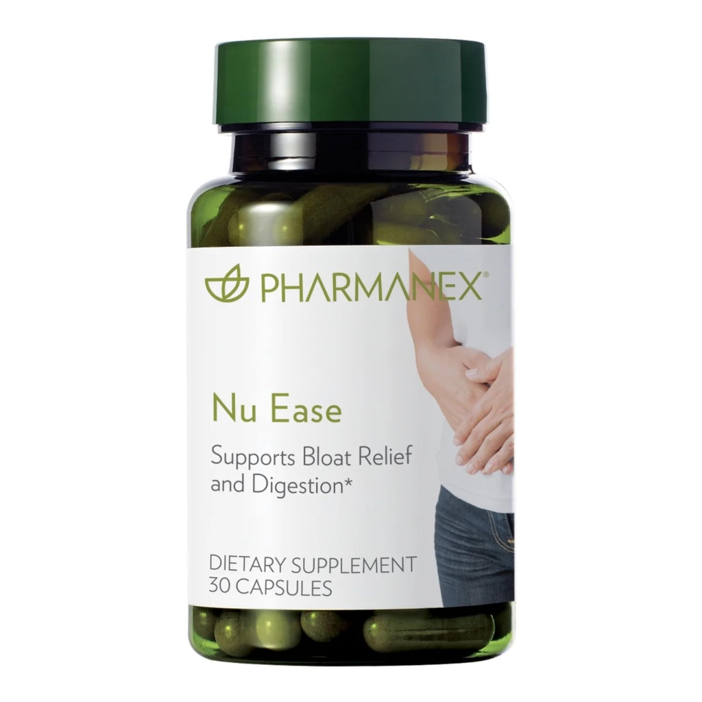 Nu Skin - Nu Ease Stravovací dodatek 124; Bloating Relief, Dietní dodatek 124; Přírodní rostlinné extrakty, Non-Laxative doplněk 124; Antioxidant dodatek, Gut Support 124; dodatek pro ženy (30 Kapsle)