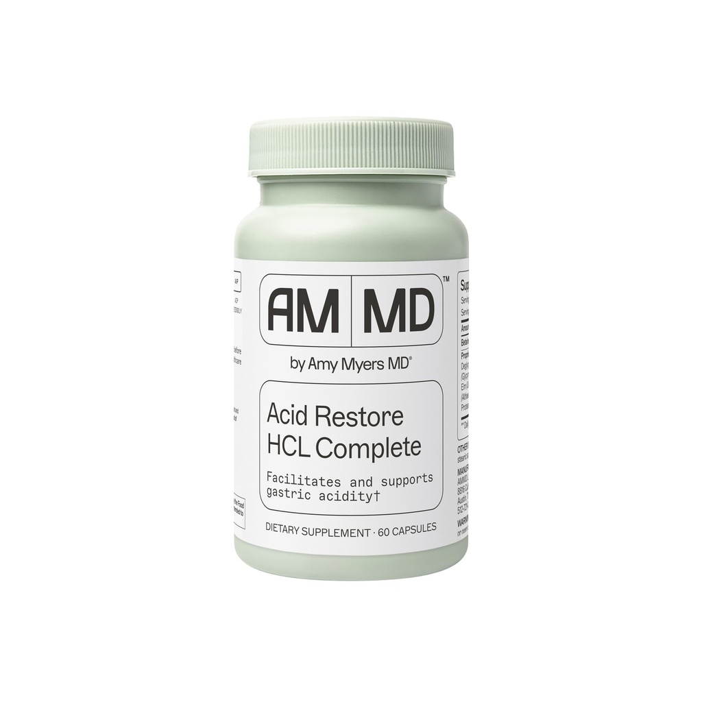 Amy Myers MD Acid Obnovit s Betaine & HCL - Doplněk pro stravitelné & Gut Zdravotní podpora - s Slippery Elm Bark - Non- GMO, Gluten- Free & Non- Dairy - 60 Kapsle (60 Služeb)