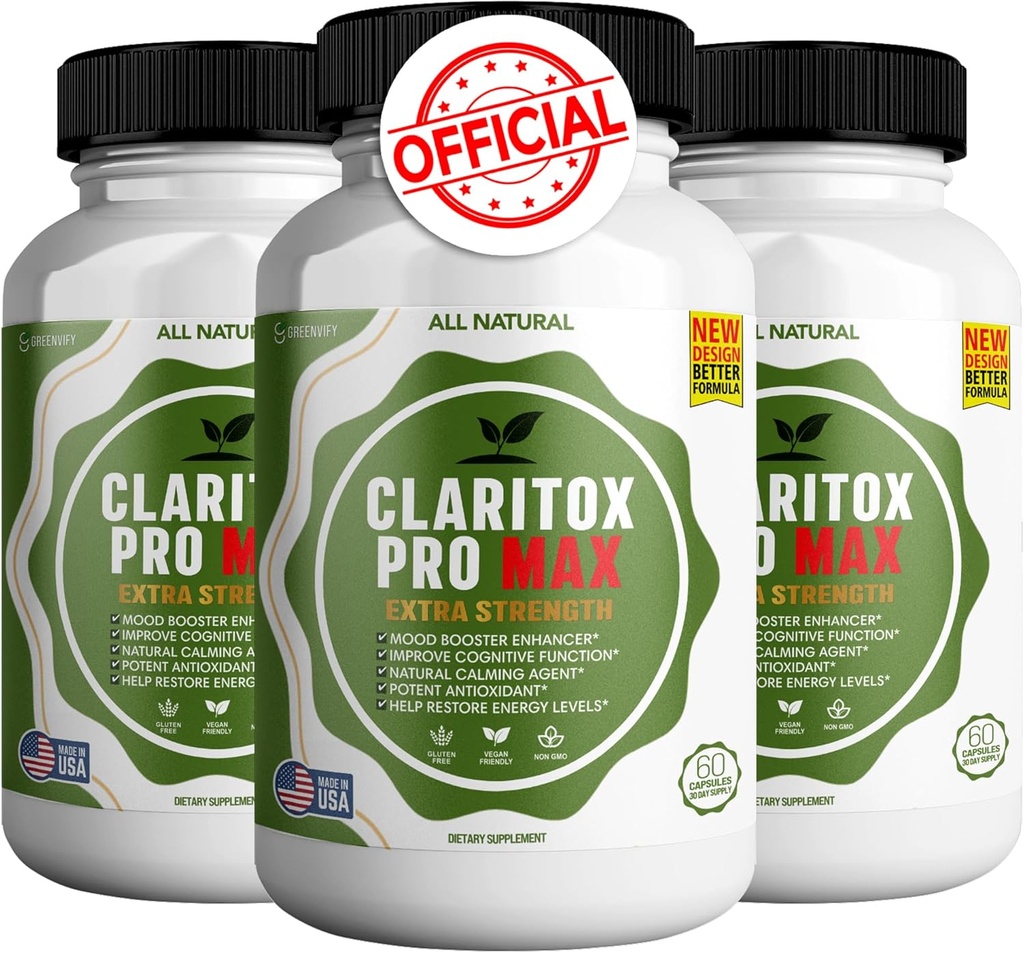 Claritox Pro Max Extra doplněk síly, Mood Booster, Kognitivní funkce Enhancer, 180 Kapsle (3)