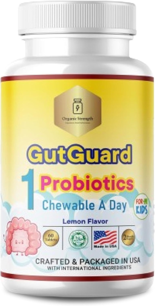 Děti Probiotika pro Gut zdraví 124; Lemon Flavor, Halal Children Probiotický 124; 1 den pro děti věku 4-12. Probiotika pro děti, podpora výživné a wellness.