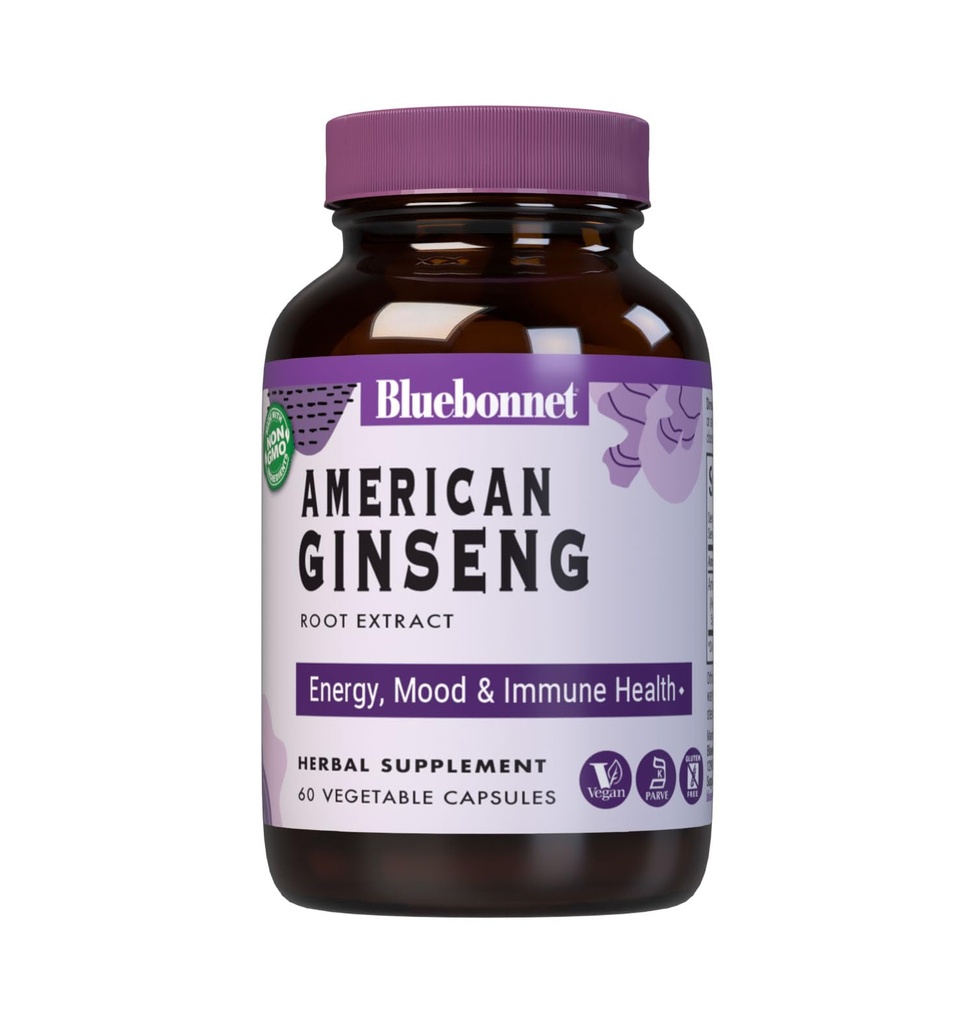 BlueBonnet American Ginseng Root Extract Dodatek, 60 Počet
