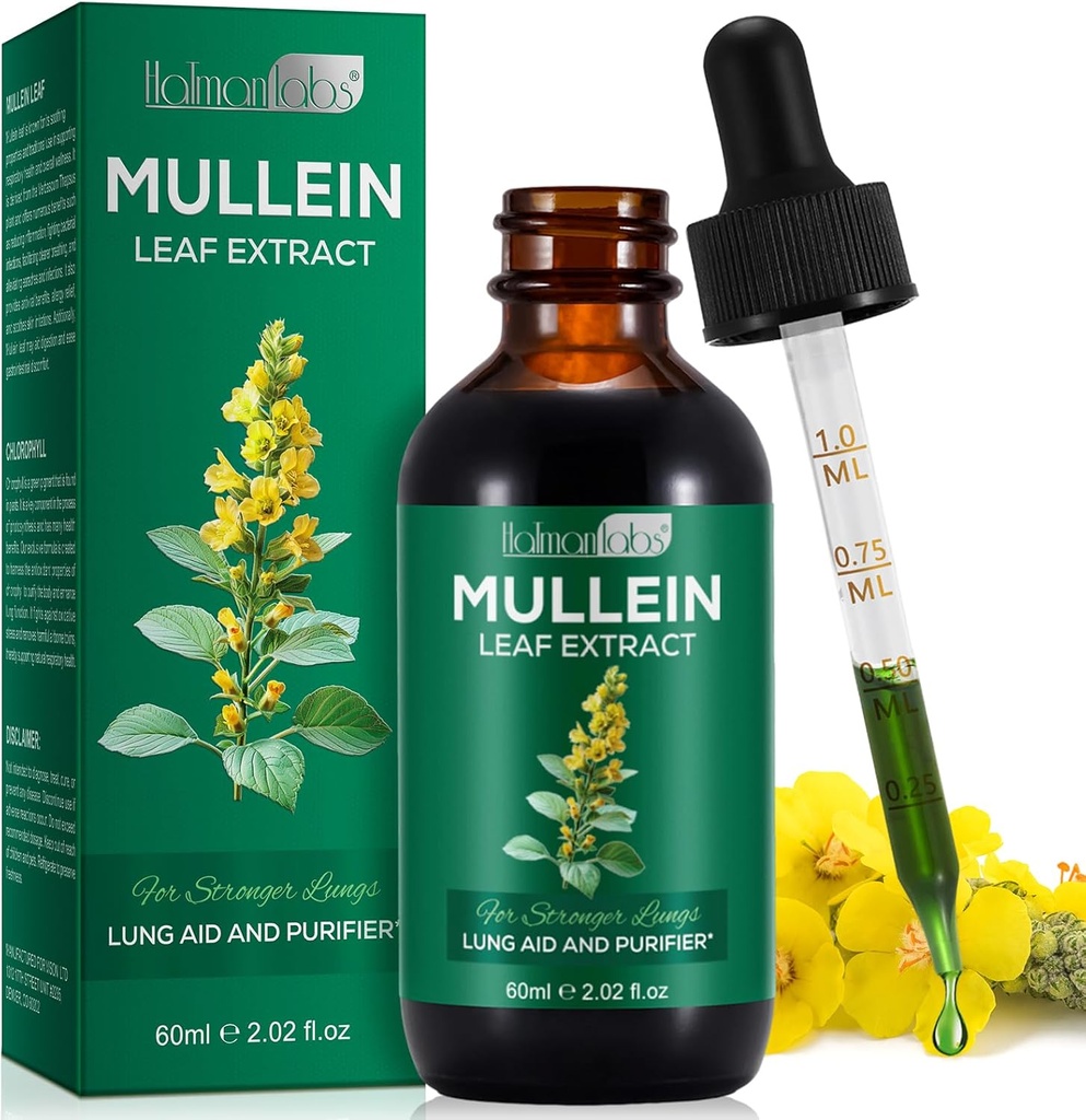 Mullein Leaf Extract Mullein Leaf Extract for Lungs Mullein Drops Mullein Leaf Lung Cleanse Dodatek 2.02 Fl.Oz