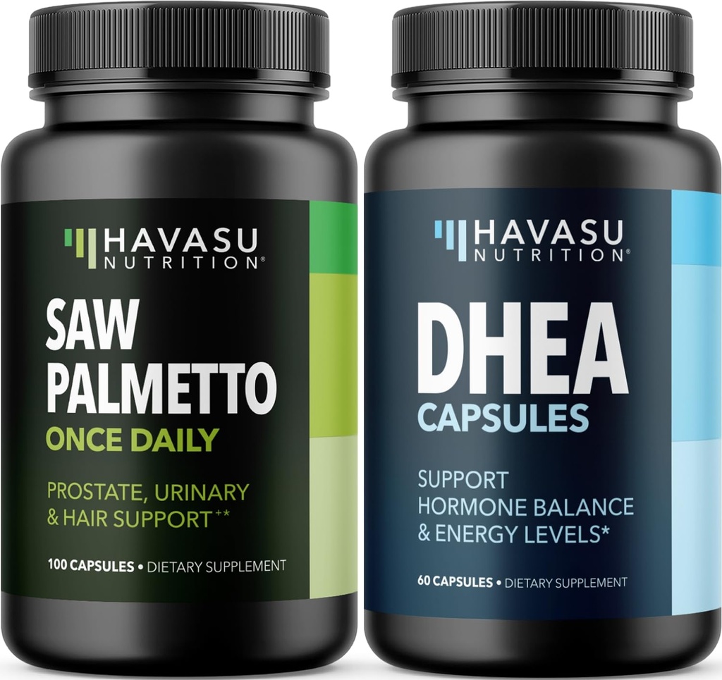 HAVASU NUTRITION DHEA 50mg dodatek (60 Servings) & Saw Palmetto Kapsle (100 Servings)
