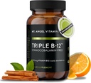 Mt. Angel Vitamíny - Triple B-12 Dots curren124; Fast-Disolving Dots, Směs methylkobalaminu, Adenosylkobalaminu a hydroxokobalaminu, Podporuje energetické a nervové zdraví - 60 Dots
