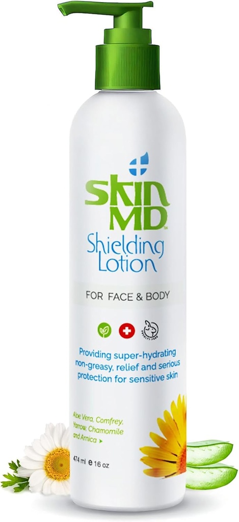 Skin MD stínící krém - Hydratační tělový krém pro citlivou pleť 124; Non- Greasy, Fast- Absorbující hydratační krém s plant- based ingrediencí 124; pro suchou pleť, Eczema & Psoriasis Relief - 16oz Dispenser