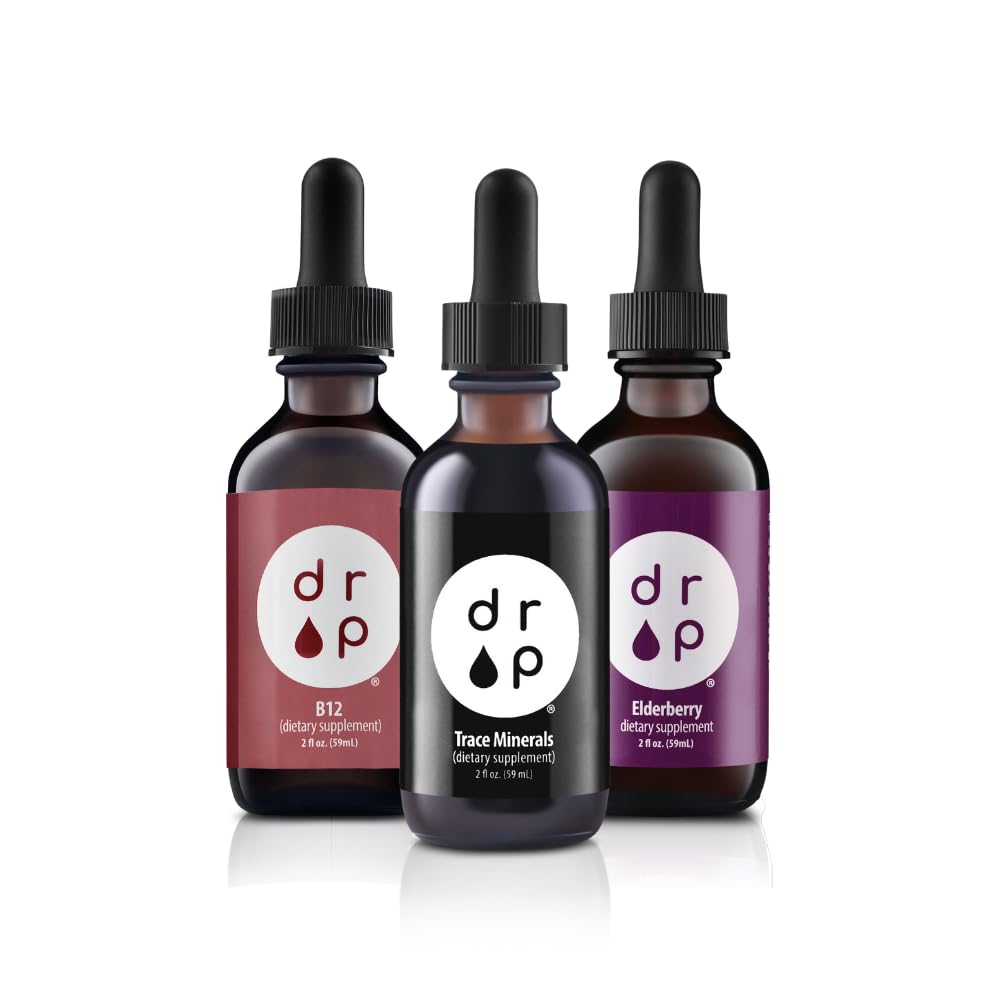 Drop doplňky organické stopové minerální kapky, bezinky a vitamín B12 Kapky Bundle