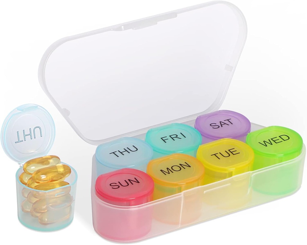 NatureTouch Weekly Pill Organizátor, BPA Free Medicine Organizátor Rainbow 7 Day Pill Box, Denní přenosný Pill Conatainer pro pilulky / vitamín / rybí olej / doplňky [Lastest Version]