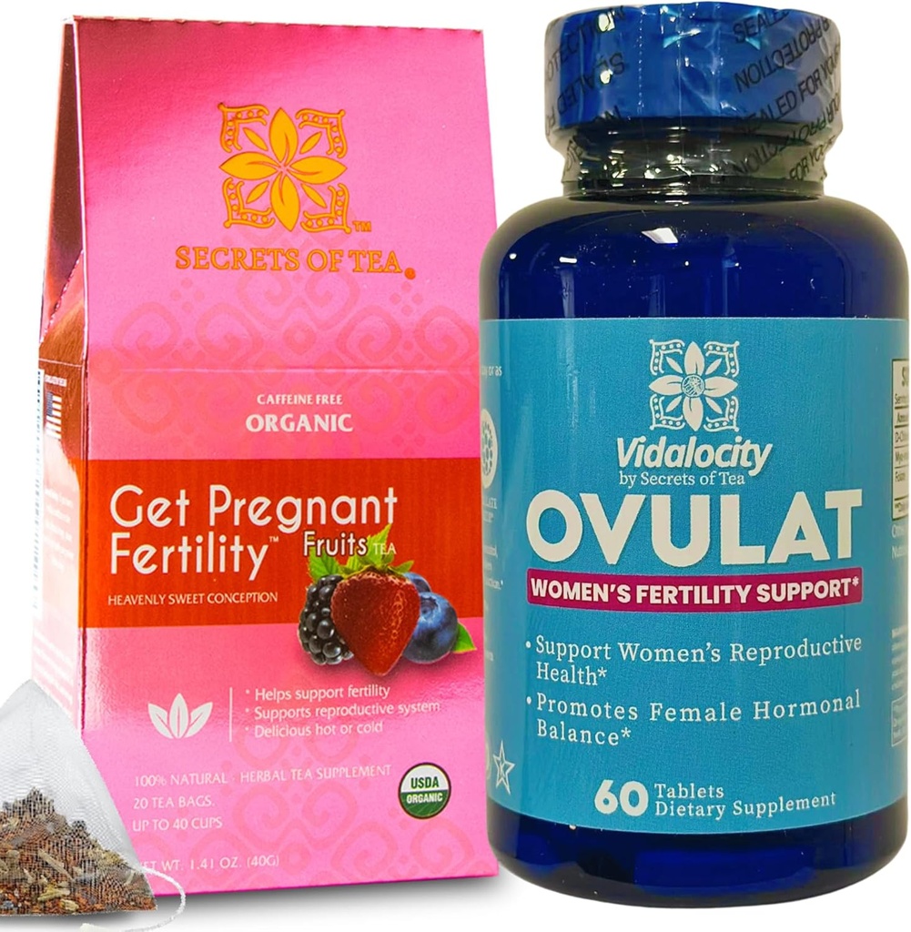 Tajemství čaj plodnost Bundle - plodnost Čaj a plodnost doplňky pro ženy, Prenatální vitamíny s Inositol, Vitex a Folát na pomoc podporu hormonální rovnováhy pro ženy