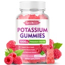 Kalium Gummies, Chlorid draselný 1000mg pro dospělé, Sugar-bez doplňků draslíku Gummies Support Electrolyte Balance & Leg Cramps pro ženy a muže, Malina Flavor, 60 Počet