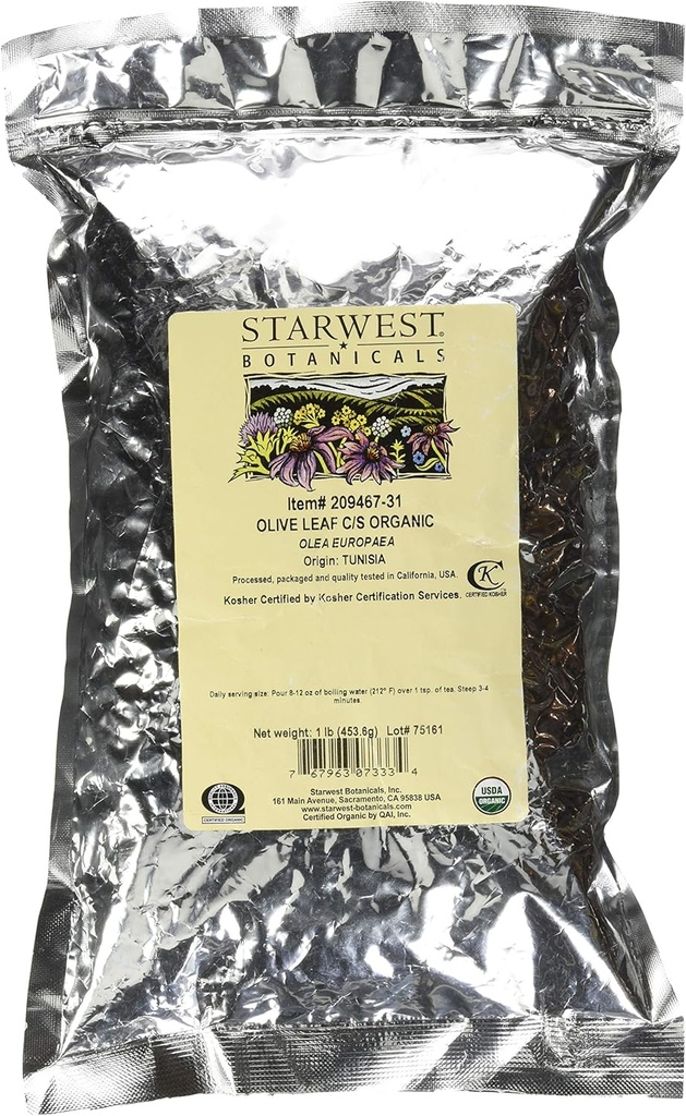 Starwest Botanicals Olive Leaf Cut and Sifted, 1 libra