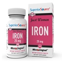 Superior Source Just Women Iron 25 mg - Ferrous Fumarate Supplemente for Women - Železný doplněk podporuje celkové zdraví - Formule Aid Against Gastrointestinální discomform - 90 Instant Rozpustit tablety