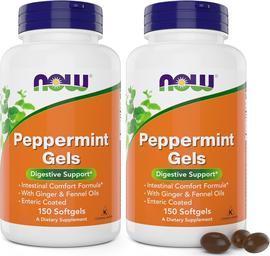 Nyní mátové gely se zázvorným olejem a fenyklovým olejem, 150 Softgels (balení po 2), Enteric Coated