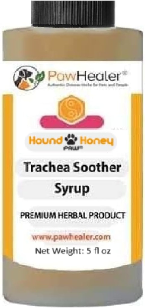 PawHealer ® Hound Honey: Trachea Soother Syrup - 150 ml (5 fl oz) - Přírodní Bylinné Remedy pro příznaky kolapsu Trachea - Chutě dobré - Snadno aplikovatelné
