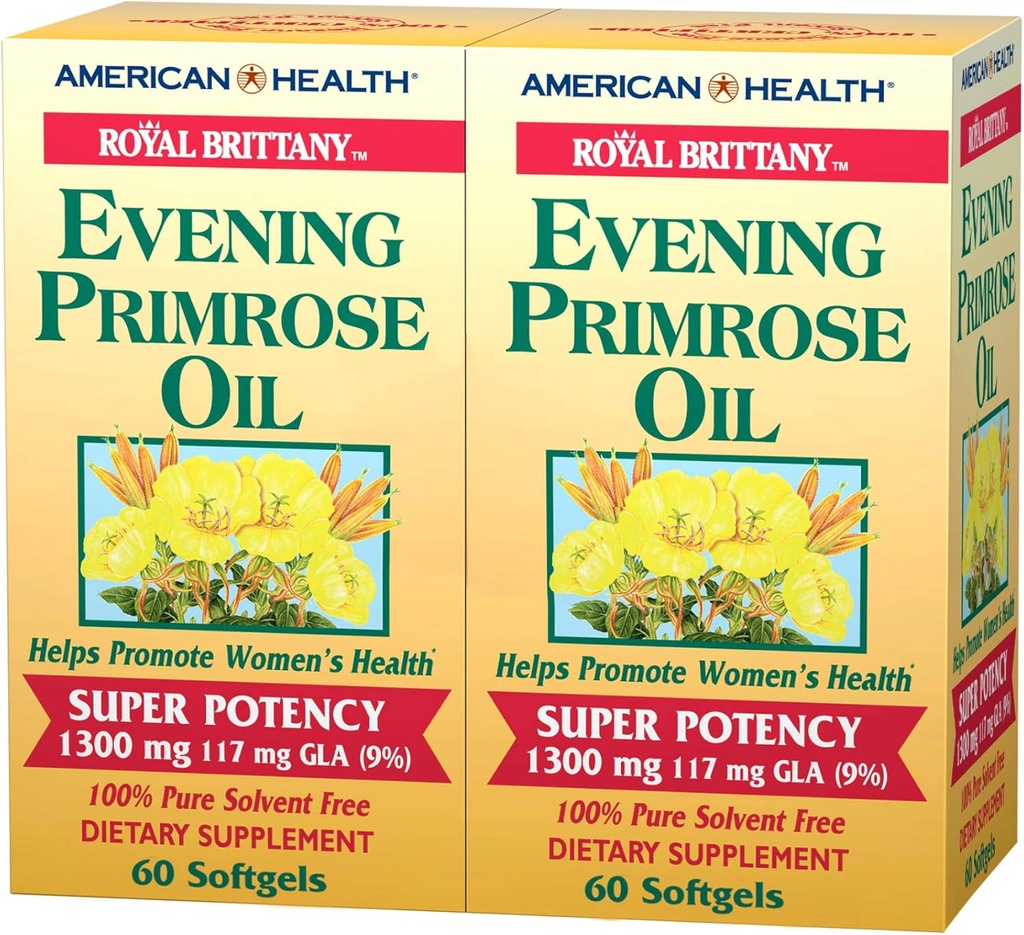 American Health Dietary Fiber doplňky, Royal Brittany Večerní Primrose Oil, Pack of 2, 60 Počet