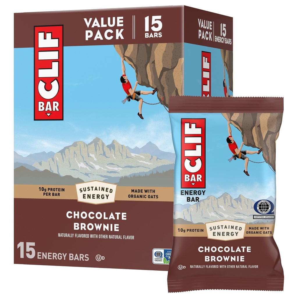 CLIF - Energetické proteinové tyčinky - Čokoládový Brownie - Vyrobeno s organickými oleji - Energetické tyčinky - Non- GMO - (15 Pack)
