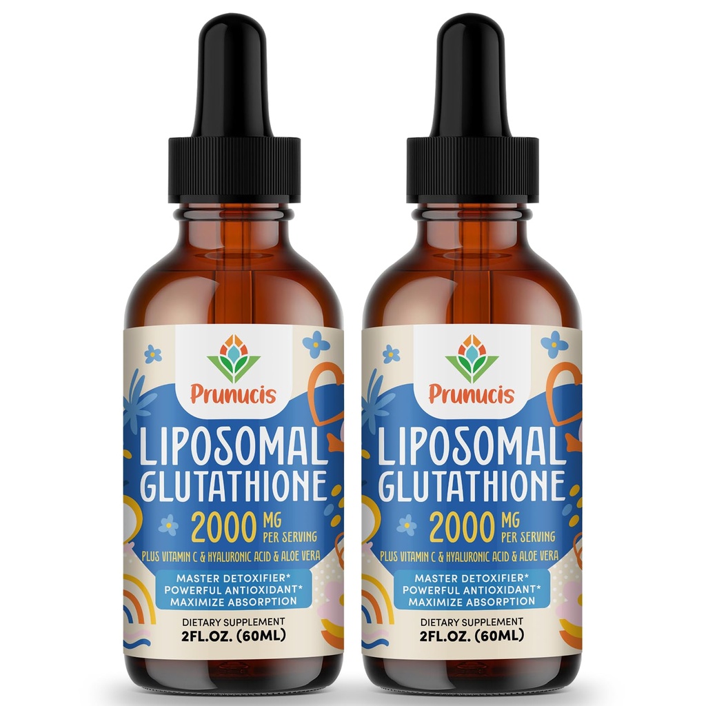 2000MG Lipozomální Glutathione Liquid, 98% Absorpce, Aktivní forma L-Glutathione dodatek, Vegan Friendly, Výkonný antioxidační komplex pro imunitní systém, Stárnutí obrany, Detox, 4 FL.OZ