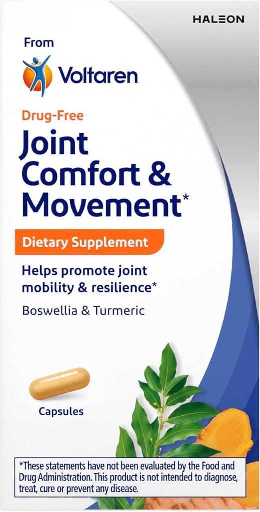 Voltaren Joint Comfort and Movement Dieter Supplement from Voltaren, with Boswellia and Turmeric for Joint Support, Movement and Flexibility - 30 Count Bottle
