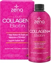 Zena Liquid Collagen + Biotin: 2500mg Collagen, 5000mcg Biotin, Verisol Formule CLAS124; Vlasy, kůže, hřebíky a společné podpory CLAS124; Non- GMO, smíšený Berry Flavor CLAS124; 90 Služeb
