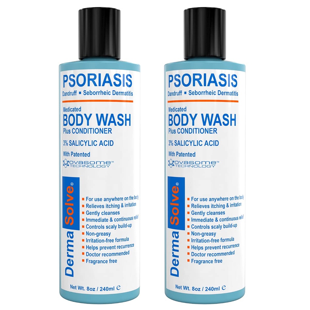 Dermassolve Medicated Psoriasis Body Wash - 2- Pack (8.0 oz každý) - osvědčené poskytnout úlevu od Psoriasis, Eczema & Seborrheic Dermatitida, Doktor Doporučený pro suché, ltchy, červená, Flaky, šupinatá kůže