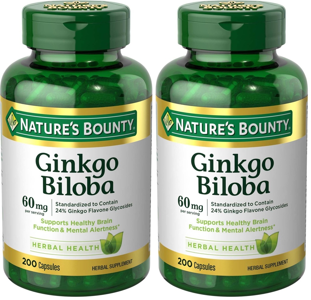 Přírodní Bounty Ginkgo Biloba 60 Mg, 200 Kapsle (17243) (Balení po 2)