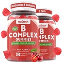 Vitamin B Complex Gummies, Vegan Vitamin B Gummies s 2000 mcg methyl B12, Methyl Folát 124; Plus Cholin + Inositol, Vitamin C + Zinek pro podporu energie, nálada, imunita, zdravé vlasy, kůže - 120 Cts