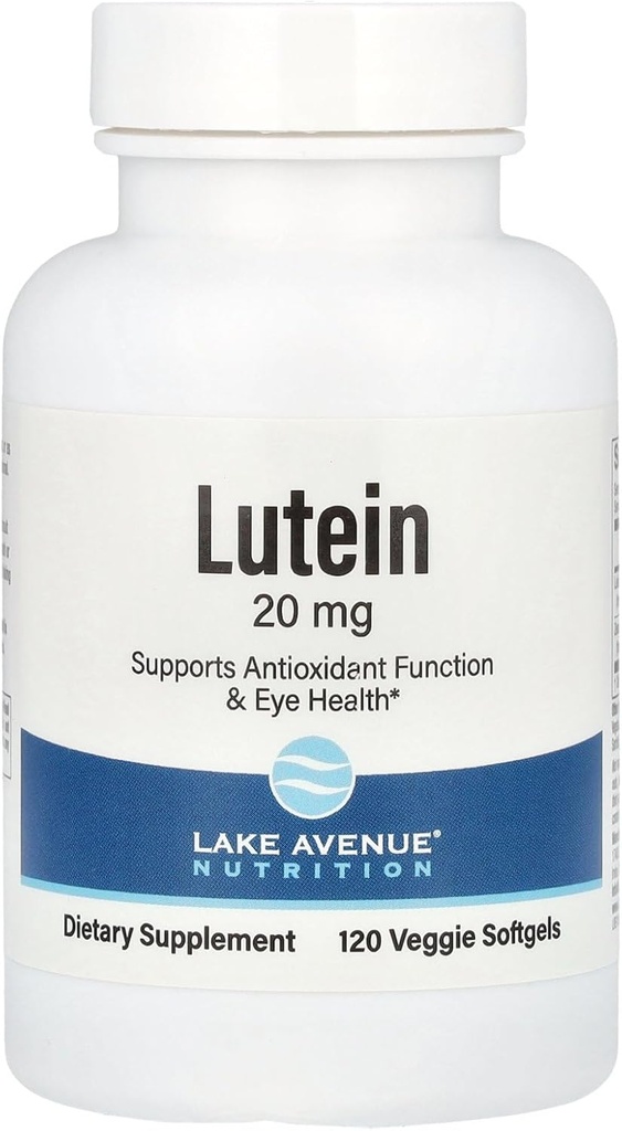 Lake Avenue Lutein - s Lutein & Zeaxanthin z Marigold Extract - Podporuje antioxidační aktivitu a oční zdraví - Vegetarian Friendly, Non- GMO - 20 mg - 120 Veggie Softgels