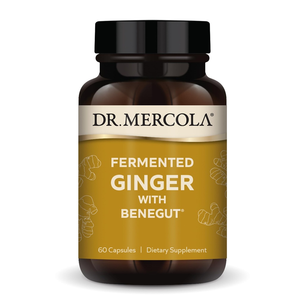 Dr. Mercola fermentovaný zázvor s Benegut - Podporuje stravitelné & Gut zdraví - AIDS Occasional Gas, Bloating & Discomform - Non- GMO, gluten- Free & Soy- Free - 60 Kapsle (60 Služeb)