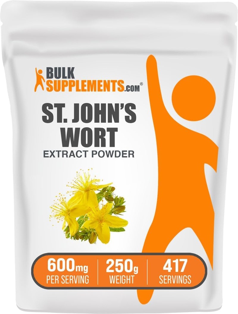 BulkSupplements.com St. John 's Wort Extract - St. Johns Wort dodatek, Bylinný dodatek pro Mood - Vegan & gluten zdarma, 600mg na Serving, 250g (8.8 oz) (Balení po 1)
