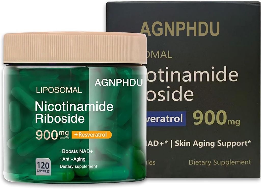 AGNPHDU- Lipozomální nikotinamid Ribosid 120 Kapsle Resveratrol, Quercetin - NAD dodatek pro antiaging, energie, Focus 900mg doplněk stravy