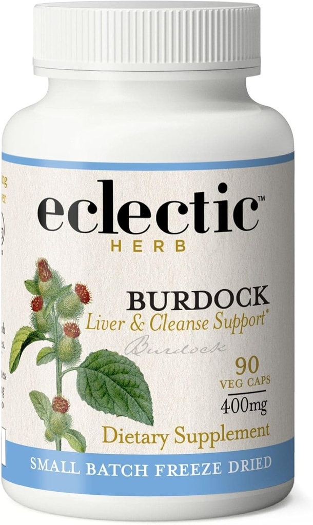 ECLECTIC INSTITUT Syrové čerstvé Freeze- Sušené Non- GMO Burdock CLANE124; Digestivní podpora CLANE124; 90 CT (400 mg)