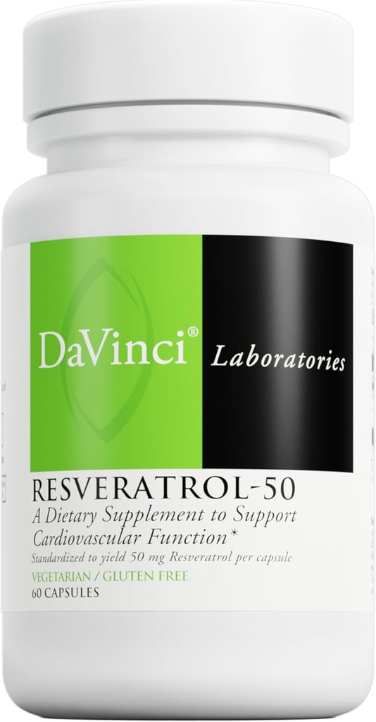 DAVINCI Labs Resveratrol- 50 - Pomáhá podporovat imunitní systém, zdraví kostí a srdce s Resveratrol * - Gluten- Free & Vegetarian - 60 Kapsle