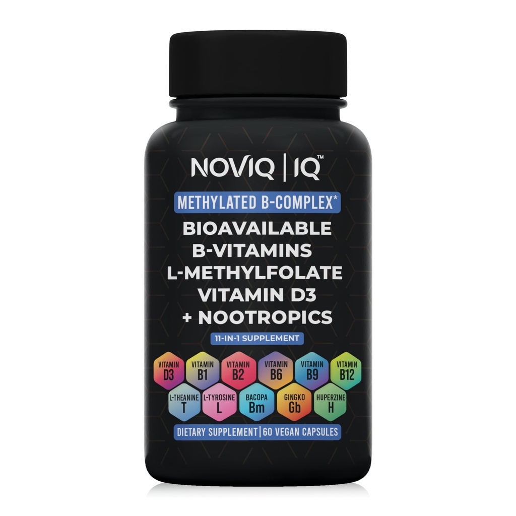 11- in-1 Metylovaný B- komplex dodatek: 680mcg L-methylfolát (5-MTHF) Thiamin (B1) Riboflavin (B2) Pyridoxal (B6) Methylkobalamin (B12) - VegD3 ® + nootropics - 1,100mg + Serving - 60 Count