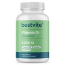 BESTVITE Vitamin D3 5000 IU (365 tobolek) - No Stearates - Non GMO - Gluten Free - 1 rok Dodávka vitaminu D