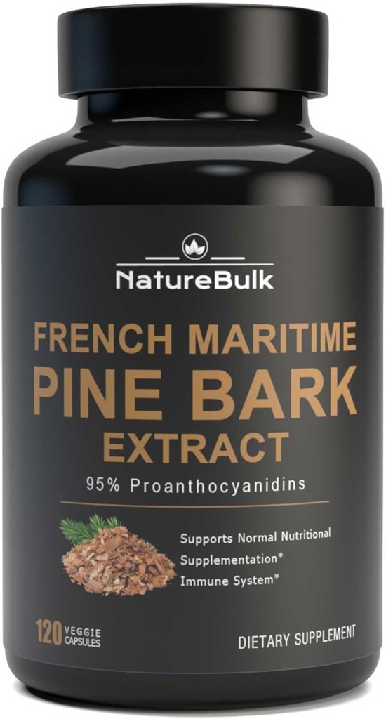 Francouzský námořní pine Bark Extract 400 mg, 95% Proanthocyanidins - Standardizovaný 30X extrakt, 120 Vegan Kapsle