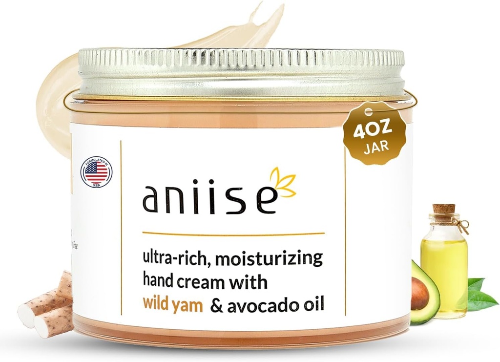 Wild Yam Hand Cream s Avocado Oil - Moisturising & Hydratační krém pro měkké, hladké, mladistvé ruce - Souboje Sucho - Vegan, Cruelty-Free - 4 fl oz (120 ml)