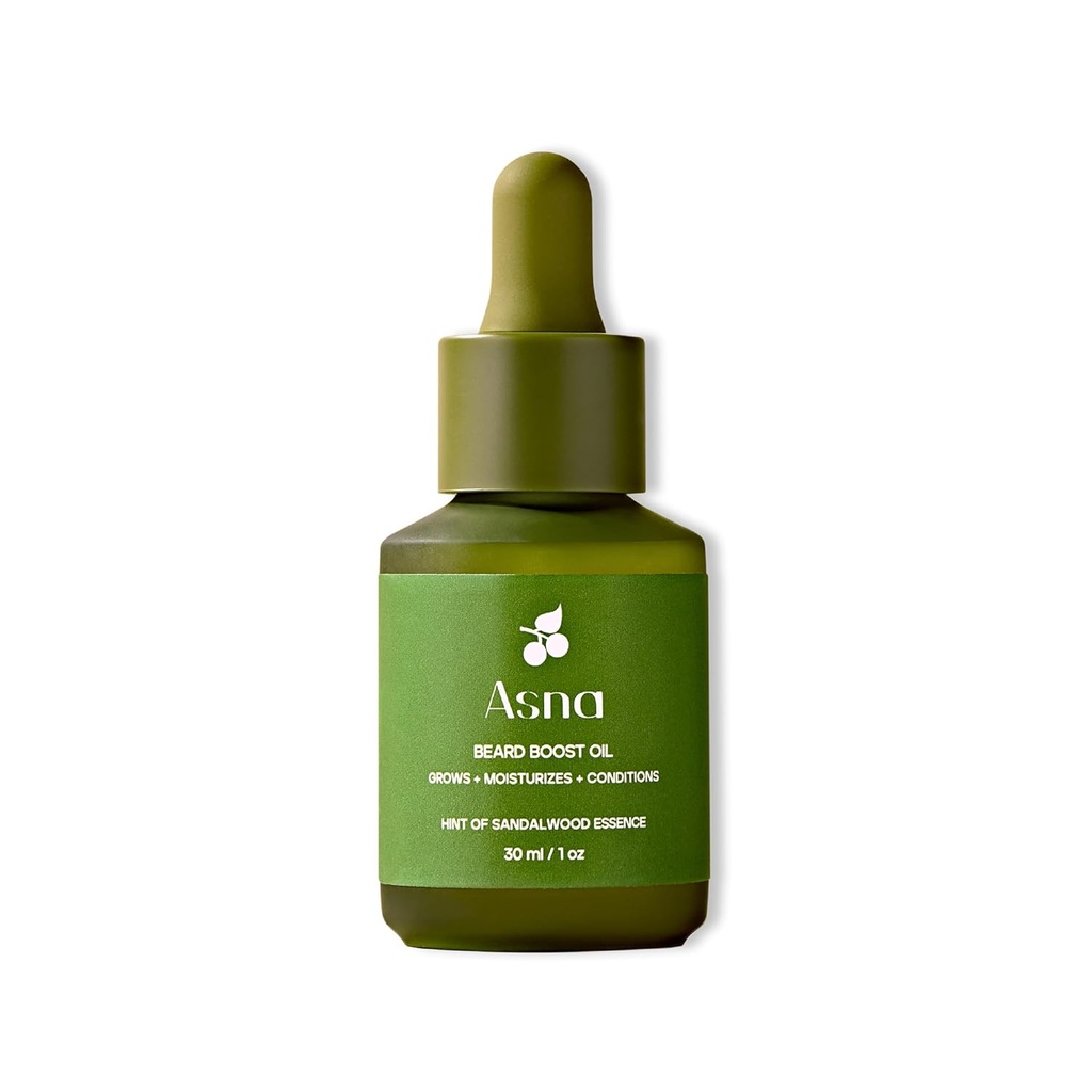 Asna Beard Boost Oil - Cold-Pressed, Všechny typy vlasů, stimuluje růst, Nurishing & Moisturizing, Ayurvedic s vitamínem C a antioxidanty pro Softer, Fuller Beard
